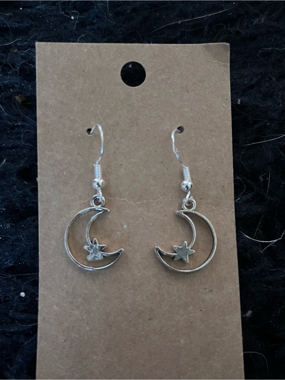 Sterling Silver Moon & Star Dangle Earrings